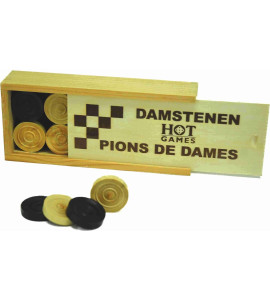 Dam Pions Hout 30mm Luxe+Kistje
