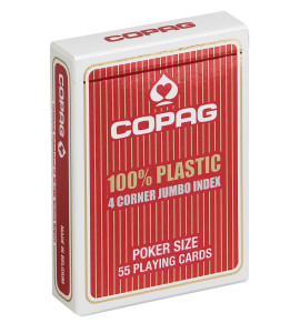 Pokerkaarten Copag 100% plastic Jumbo Rood