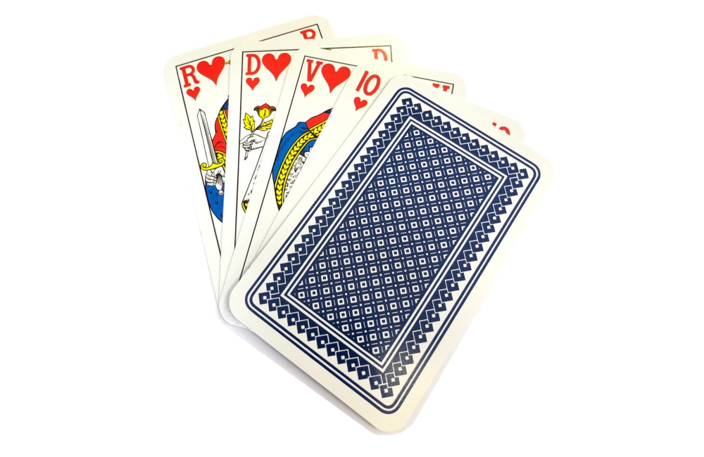 Kaartspel 32 kaarten Piket - frans - blauw op Amusement.be