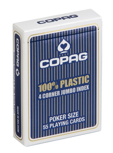 Pokerkaarten Copag 100% plastic 4 Jumbo Blauw