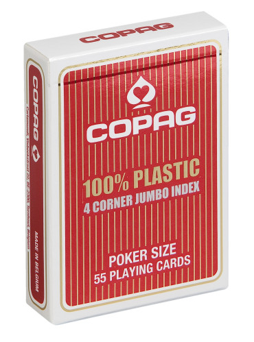 Pokerkaarten Copag 100% plastic 4 Jumbo Rood