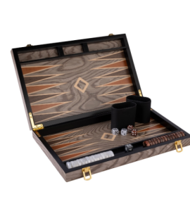 Backgammon Grijs Burl Ebbenhout- 38cm x 24cm